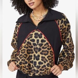 ✨Terez Leopard Print Half Zip Windbreaker Medium